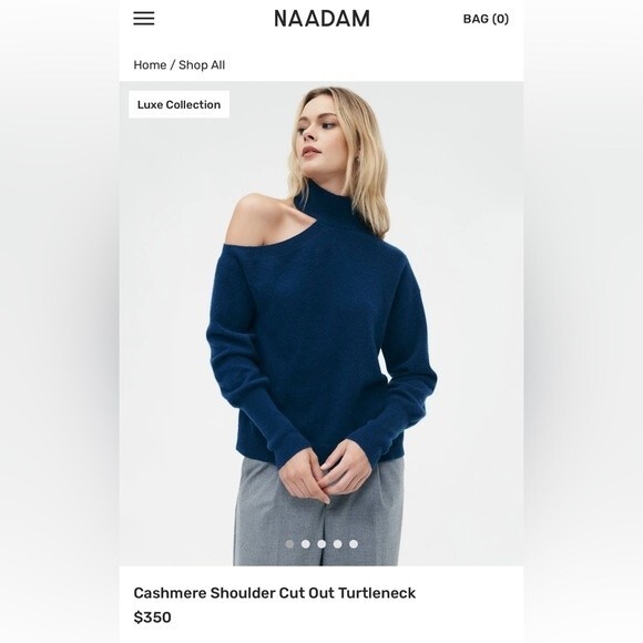 NAADAM Sweaters - Naadam Cashmere Shoulder Cut Out Turtleneck in Blue Size Mid NWT